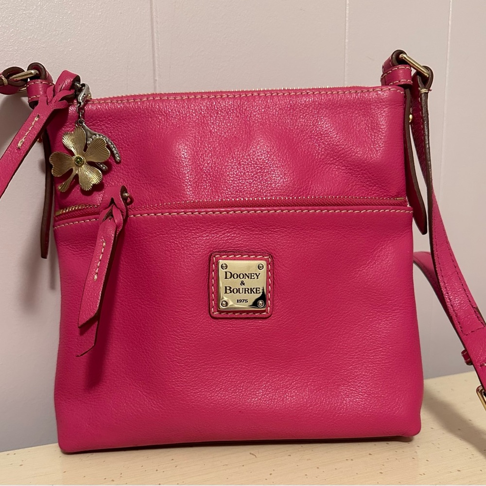 Dooney & Bourke Pink Leather Crossbody Bag with Gold Accents